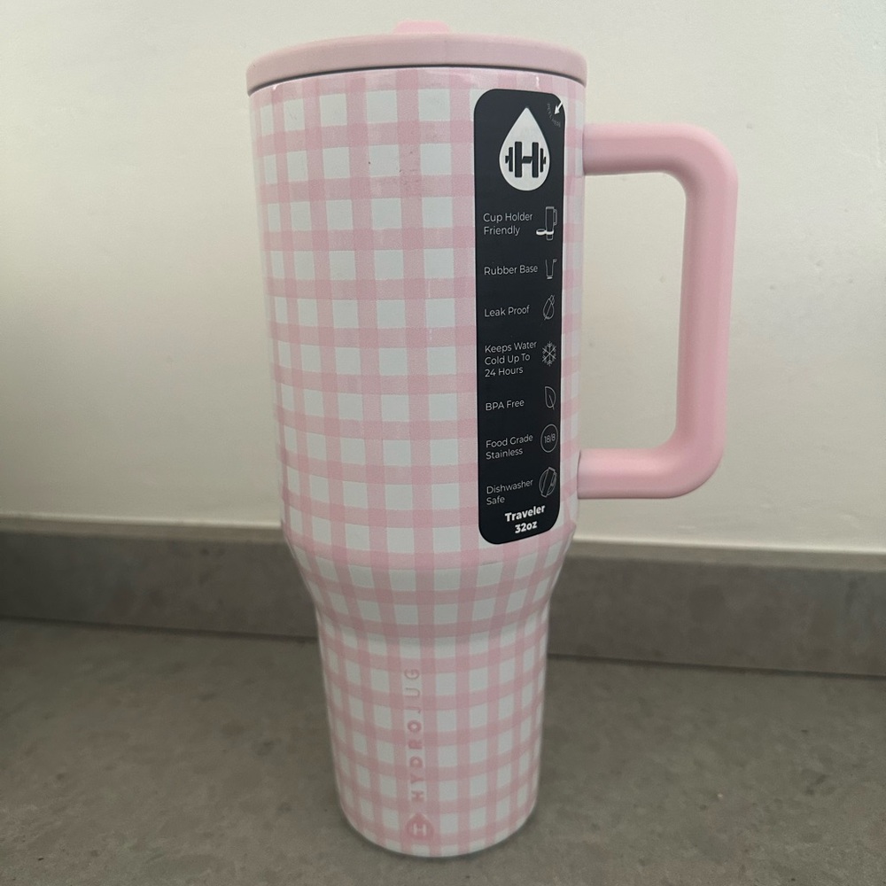 Pink gingham 32oz hydrojug